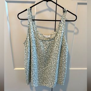 green white leaves patterned sleeveless tank top size 10